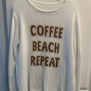 White Sweater with “Coffee Beach Repeat”